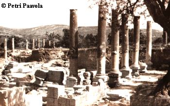 The remains of the colonnaded hall in the palace of Herod the Great